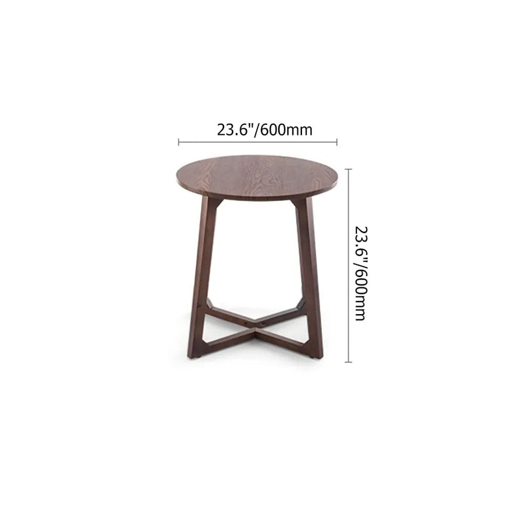 Round Side Table Oak End Table Walnut window image