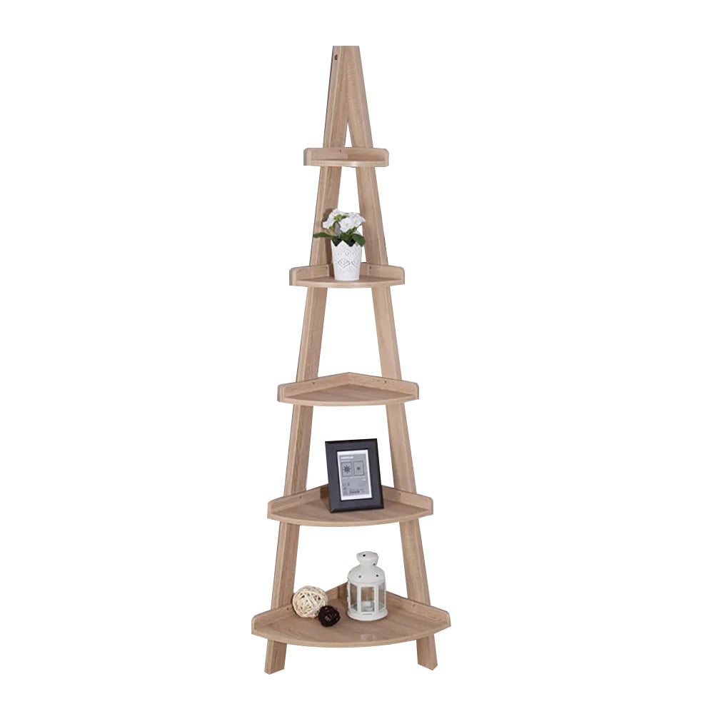 Rustic Corner Standard Bookshelf with Door in Natural 72" window image