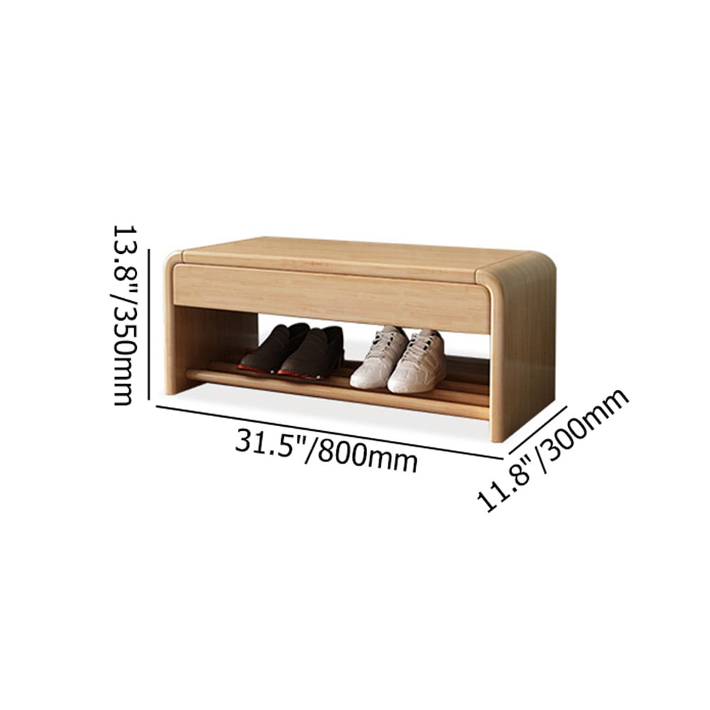 Rustic Wooden Shoe Rack with Drawer-Natural window image