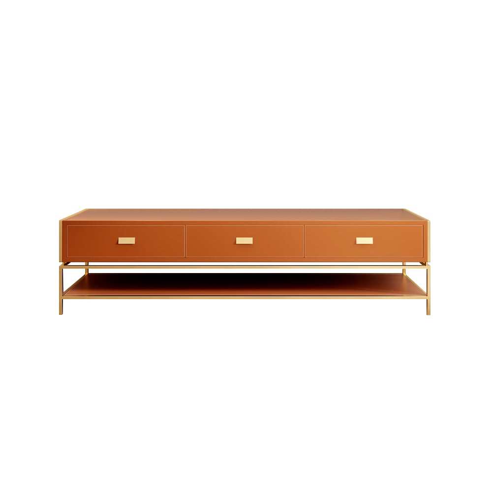 Modern 71" TV Stand Rectangular TV Stand With Drawers&Shelf Media Cabinet In Orange window image