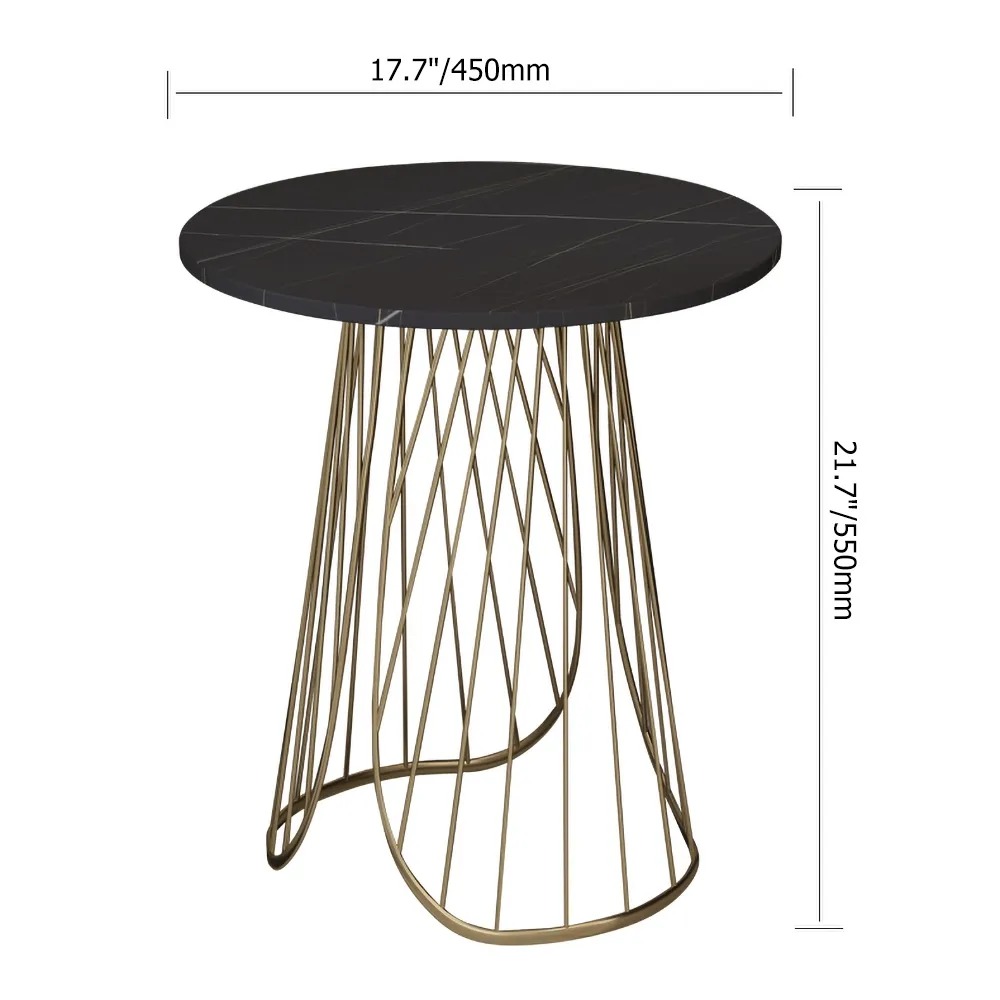 White Modern Side Table with Sintered Stone Top Metal Frame window image