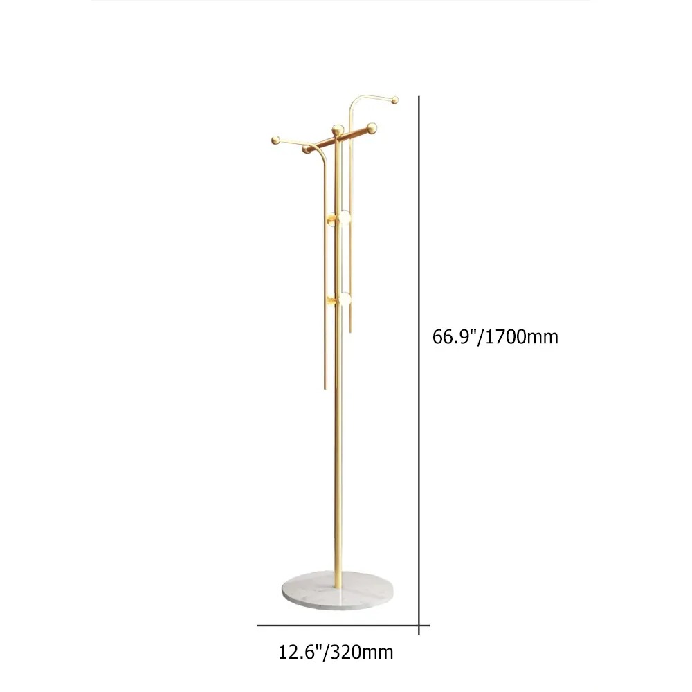 66.9"H Geometric Standing Coat Rack with Faux Marble Base Clothing Rack Nordic Metal Hall Tree Artistic Black window image