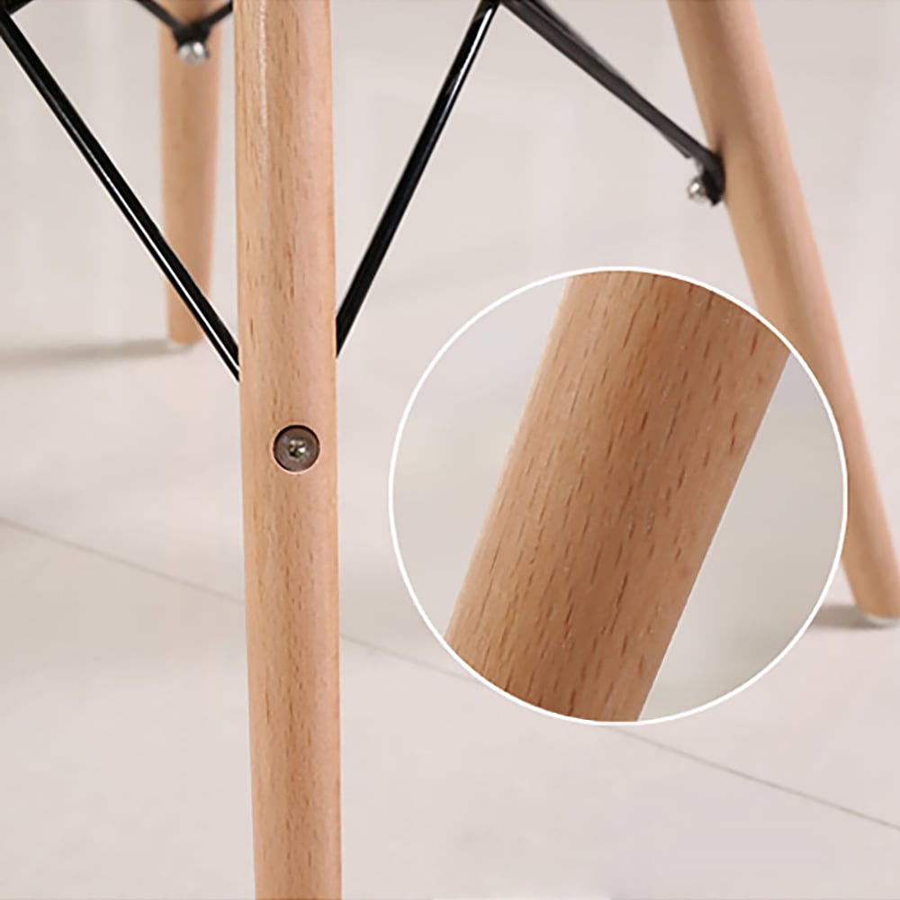 Morden Dining Chair Bucket Seat Upholstered Armless PU Leather Solid Beech Legs Chair Set of 2 window image