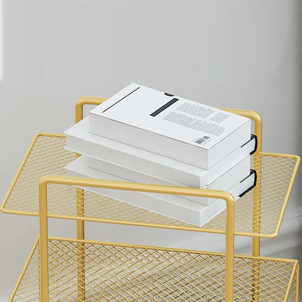 Modern End Table with Shelf 3-Tiered Metal Side Table in Gold window image