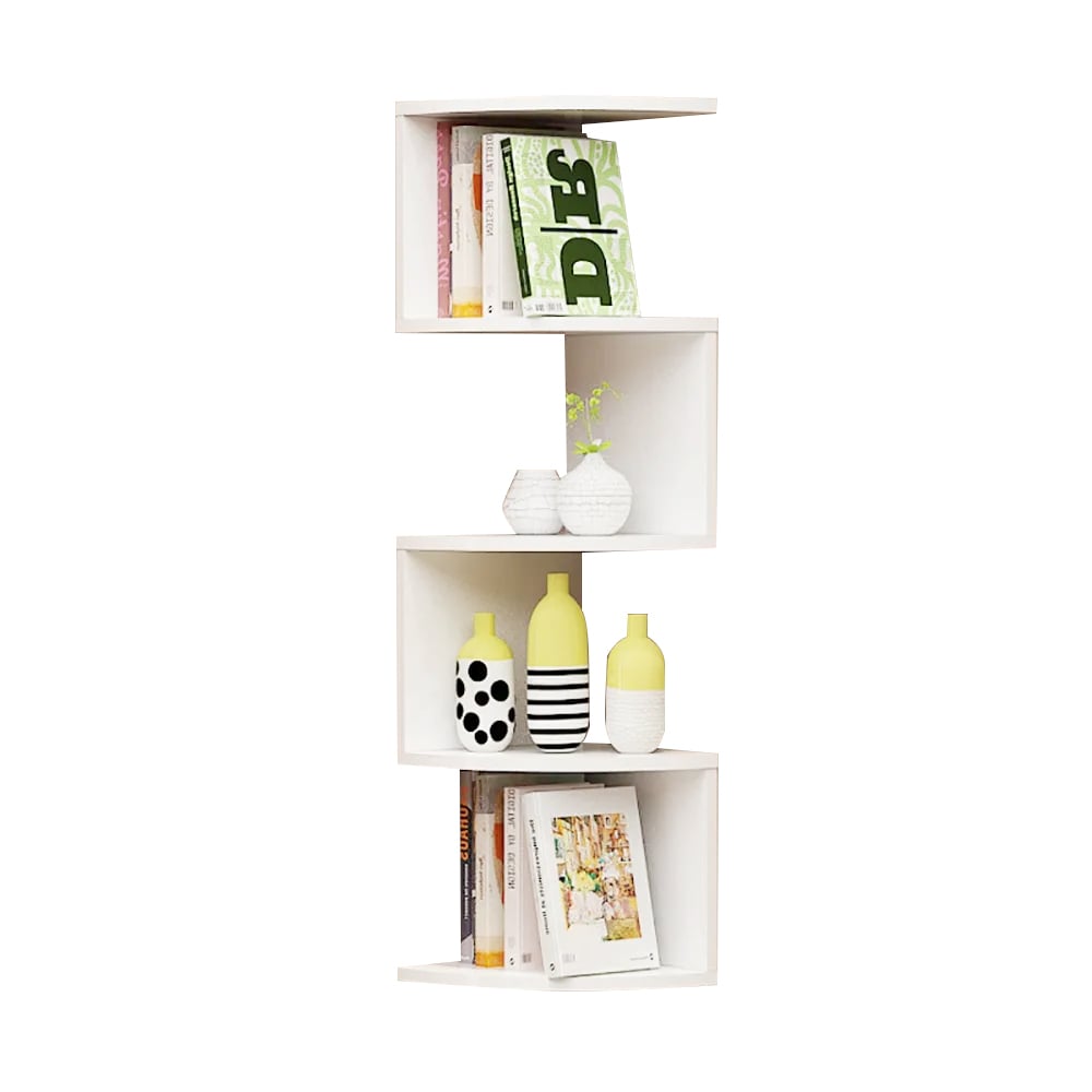 Modern 5-Tiered Floating Shelves for Study in White window image