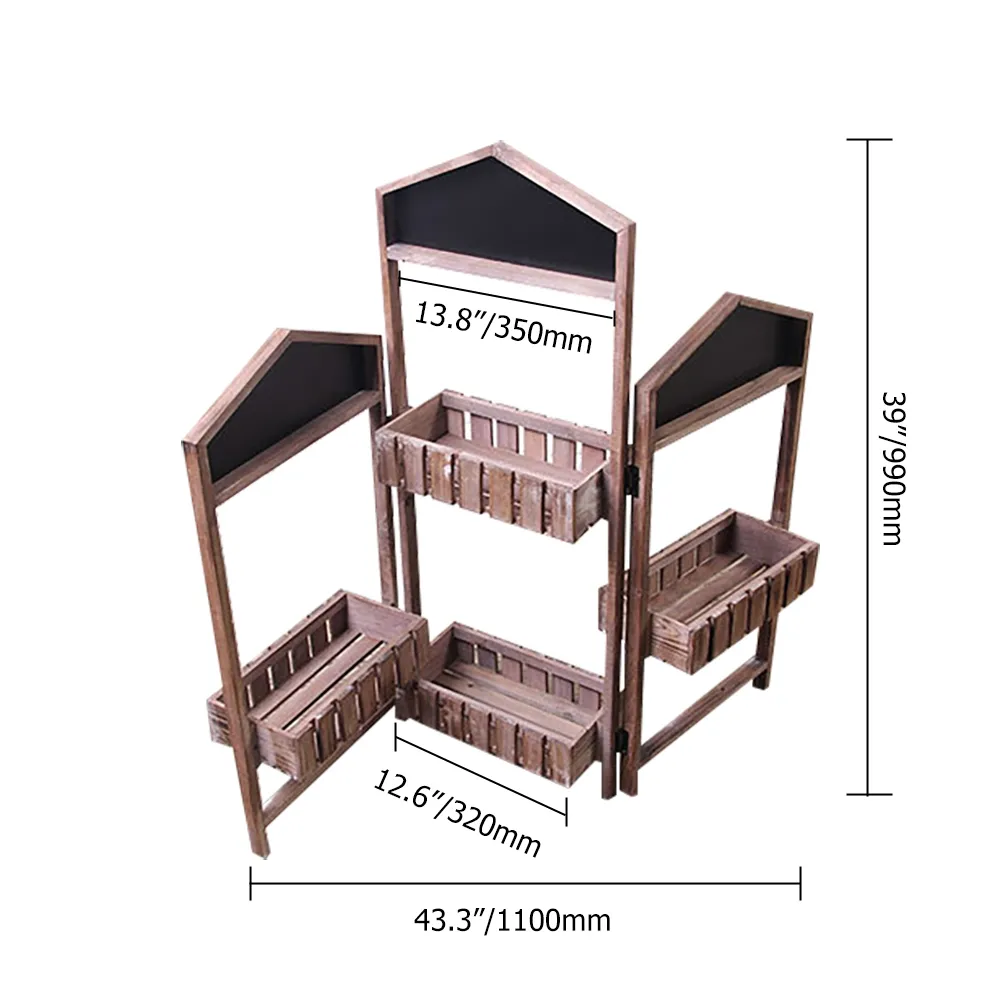 Rustic Wooden Foldable Garden Planter Stand with Blackboard window image