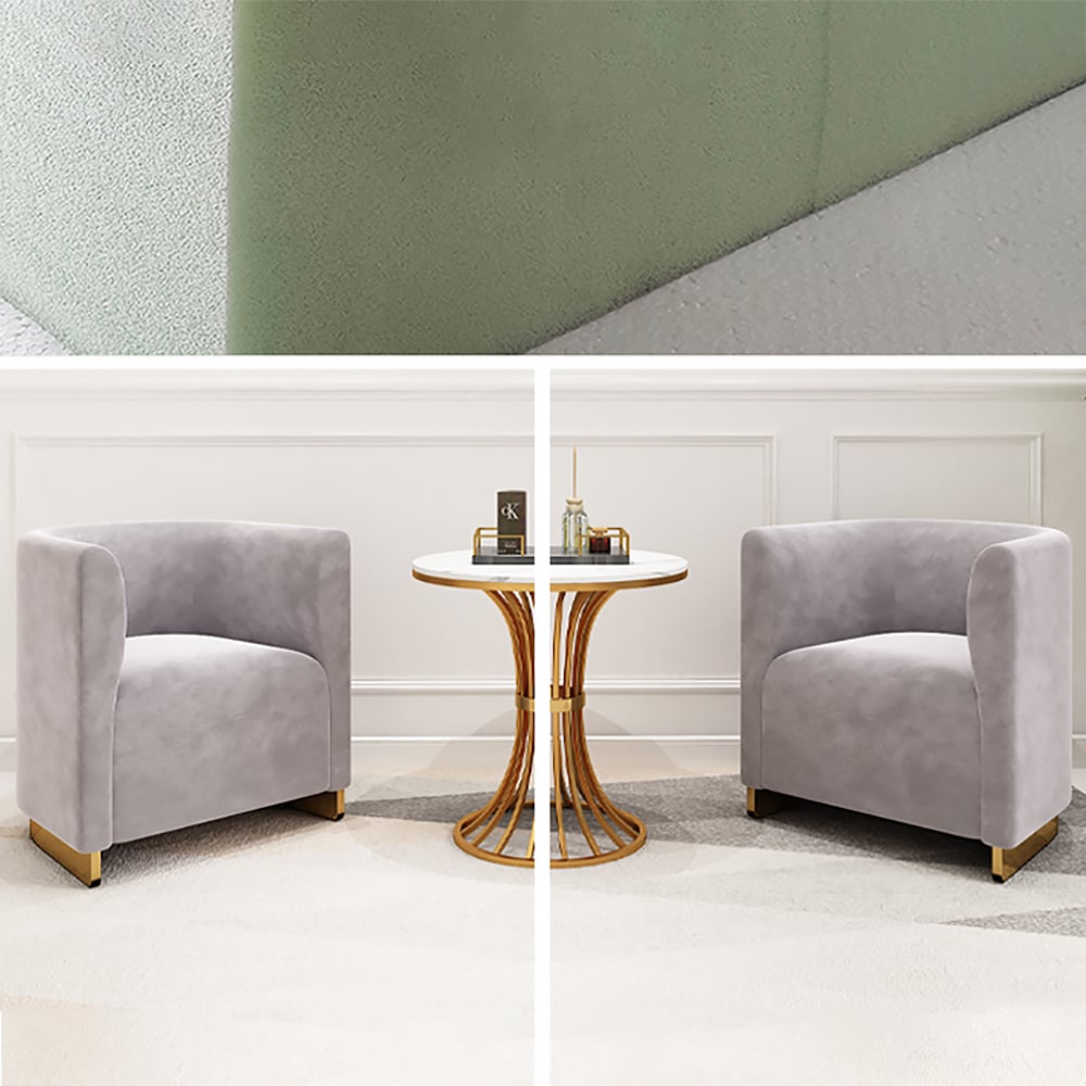 Gray Modern Accent Chair Velvet Upholstered Accent Chair Modern in Gold Base window image