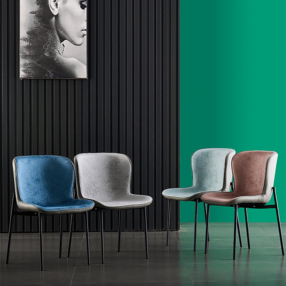 Modern Dining Chair High Back Upholstered Leath-aire Set of 2-Light Blue window image