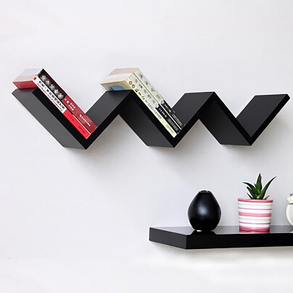 Modern 'W' Wall-Mounted Shelf in Black window image