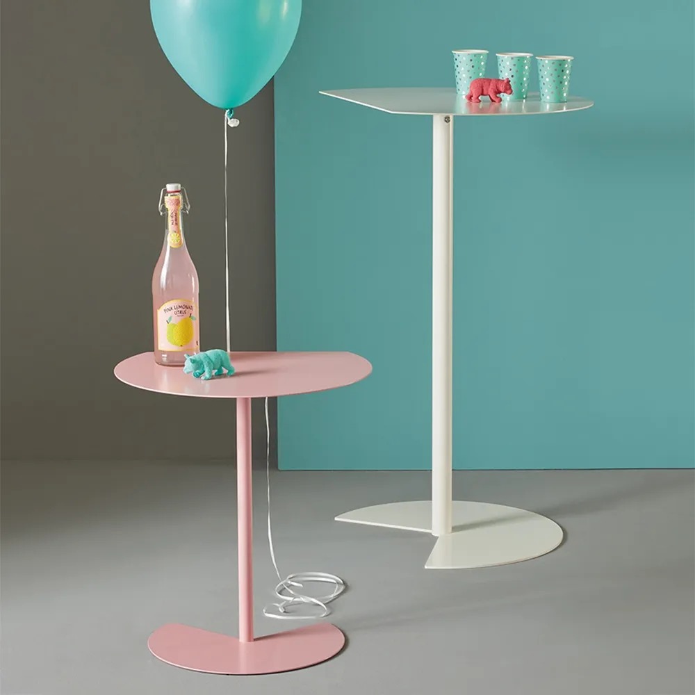Modern End Table with Metal Side Table in Pink window image
