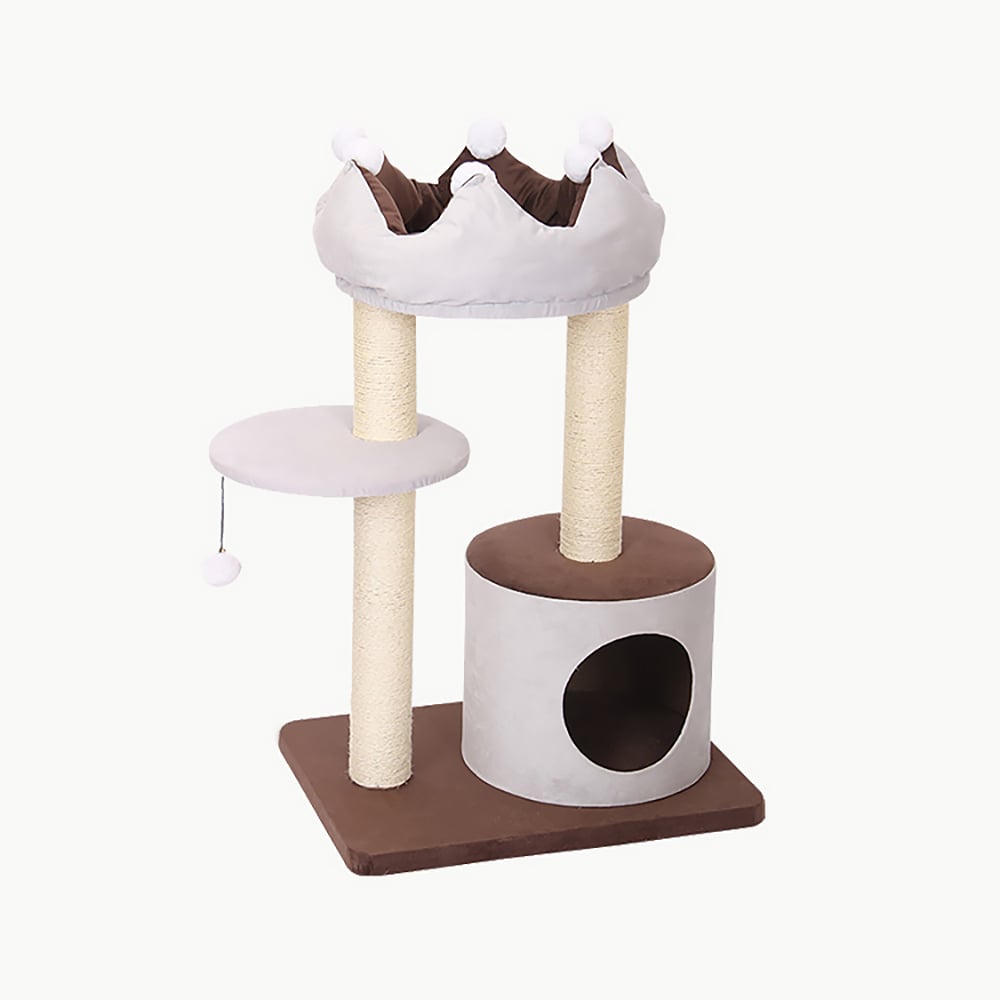 900mm Crown Cat Tree with Cat Bed and Perch in Grey Scratch Post & Teasing Toy window image