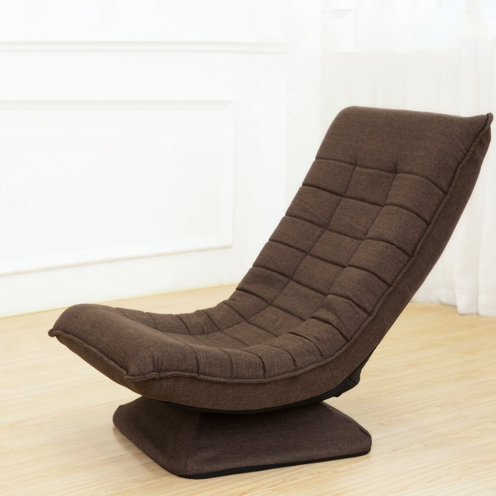 Coffee Cotton Linen Armless Lounge Chair Swivel Slipper Chair Adjustable Back window image