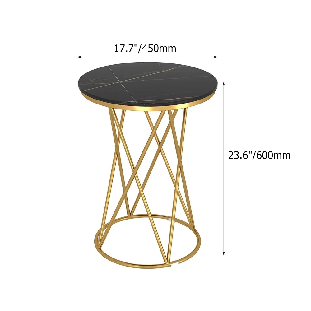 Black Modern Round Side Table with Sintered Stone Top End Table window image