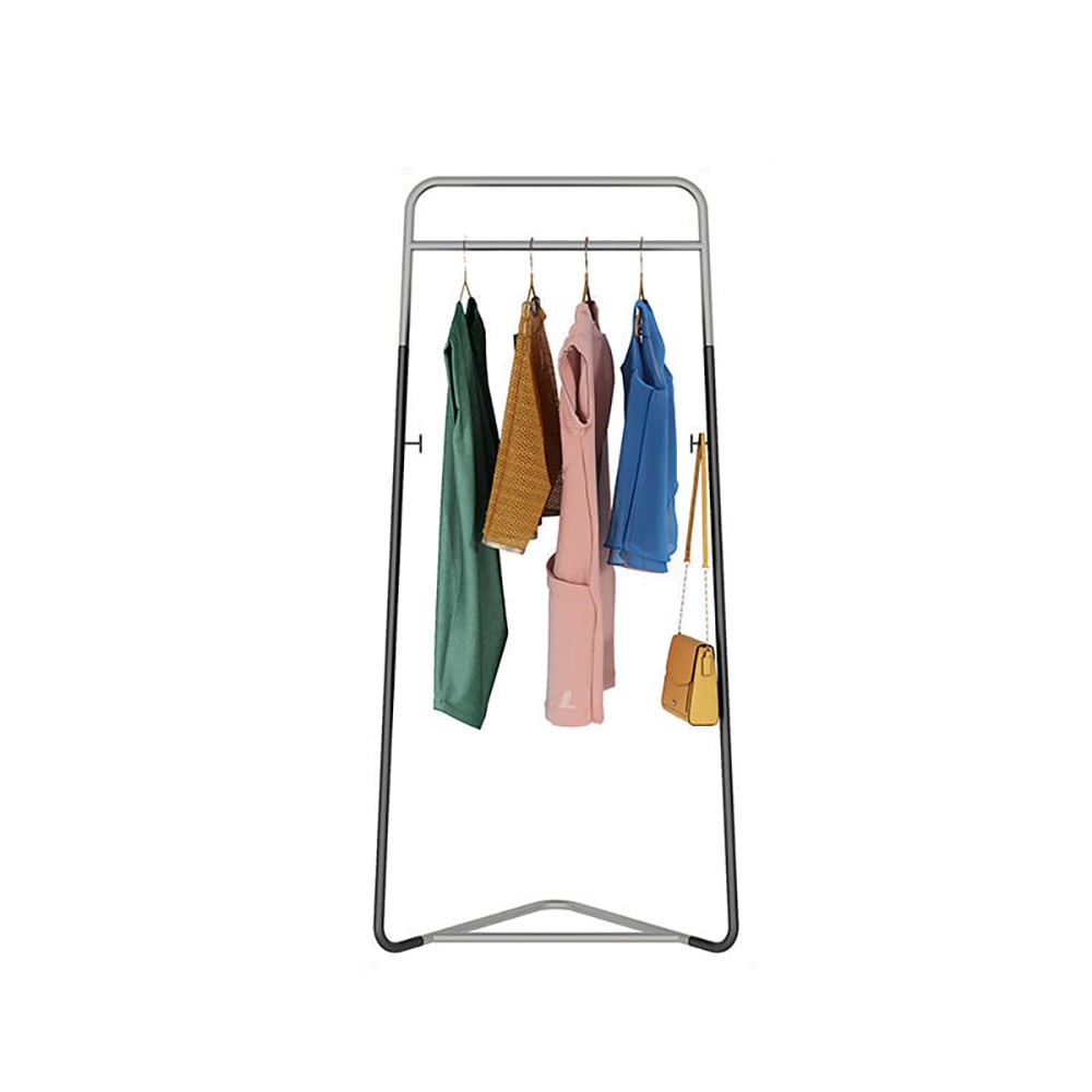 Silver & Black Modern Triangles Standing Corner Coat Rack window image