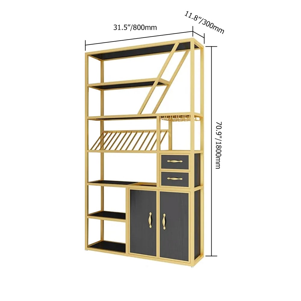 1800mm Luxury Standing Wine Rack Cabinet in Black & Gold window image