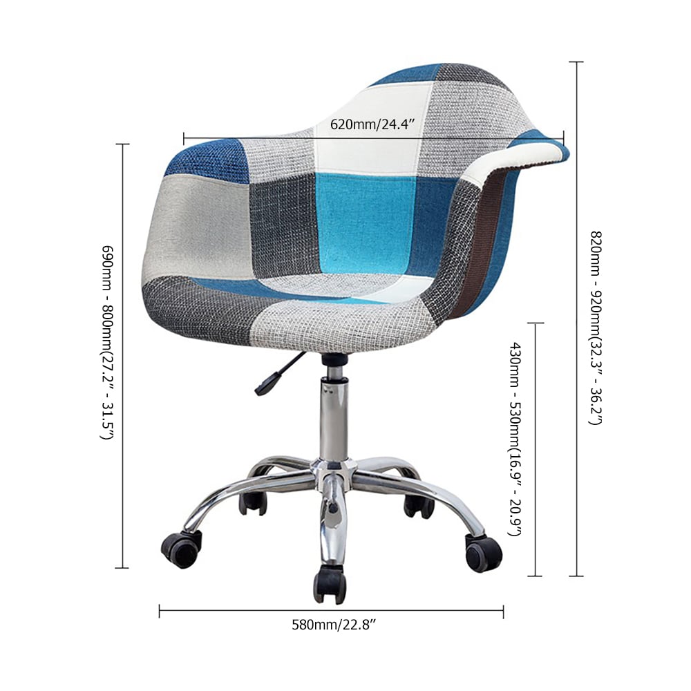 Chaise de bureau pivotante moderne en lin avec accoudoirs pour bureau Chaise d'ordinateur rembourrée image de fenêtre