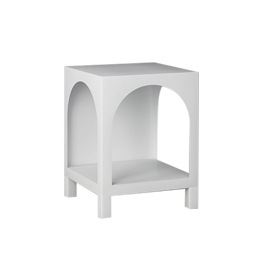 2-Tiered End Table with Storage Side Table White window image