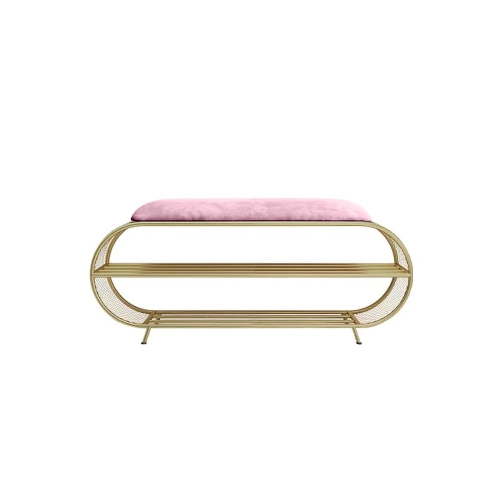 Modern Bench Velvet Upholstered Bench for Shoe Storage window image