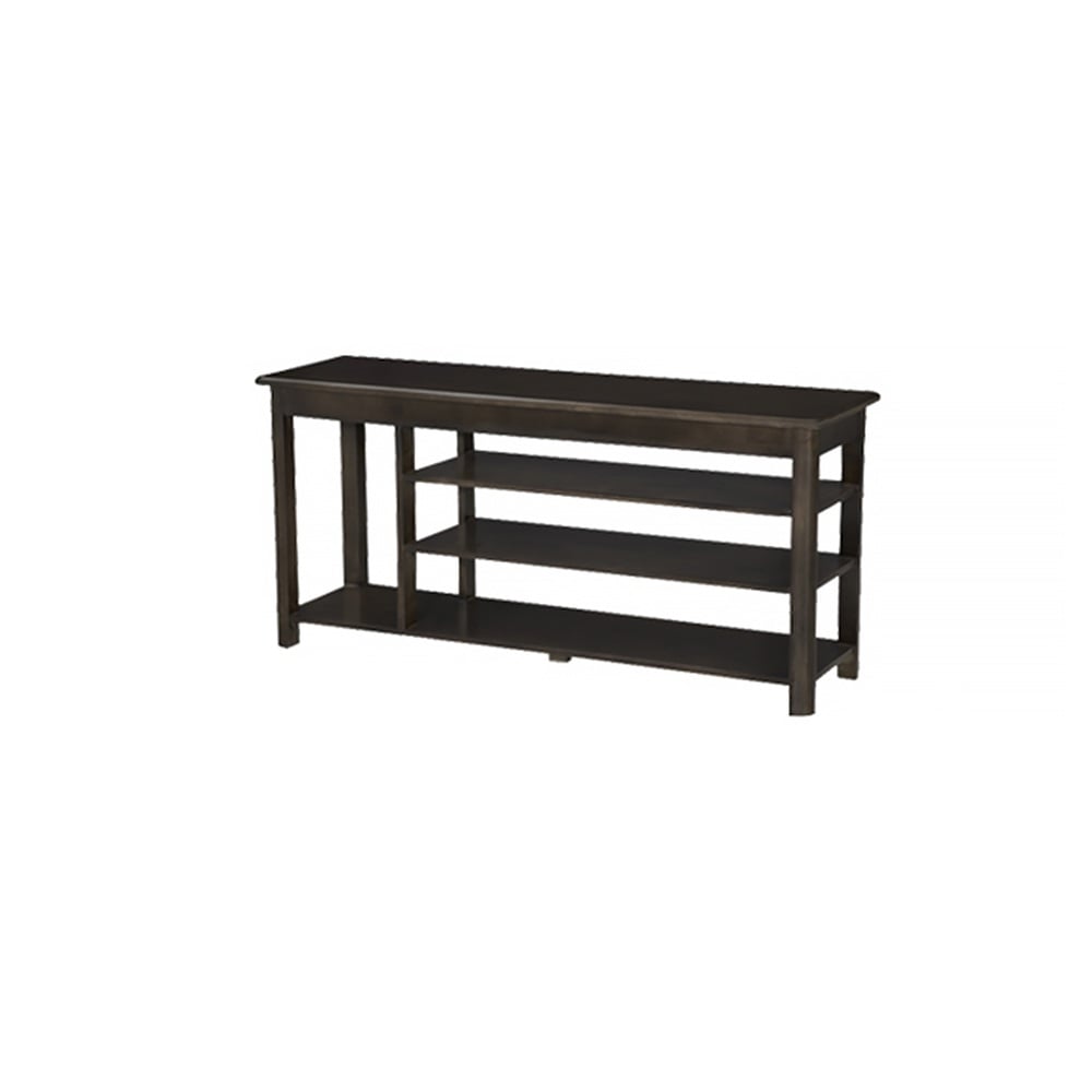 1000mm Black Walnut Shoe Rack Bench Storage with 3 Tier Shelves and Hidden Storage window image