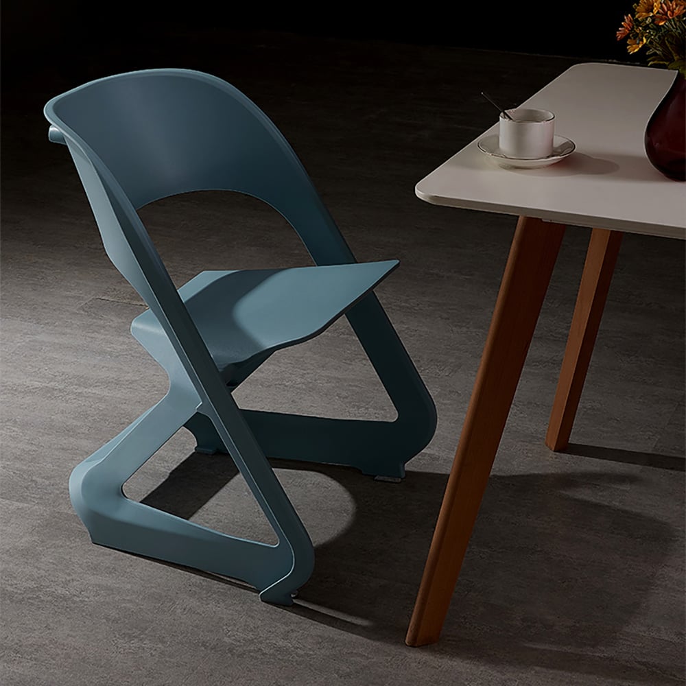 Modern Dining Chair Hollow Backrest Upholstered PP Material Dining Chair Set of 2 window image