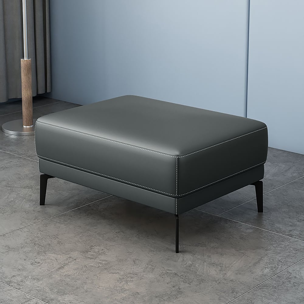 Grey Bench Entryway Ottoman Upholstered Ottoman Genuine Leather & Faux Leather window image