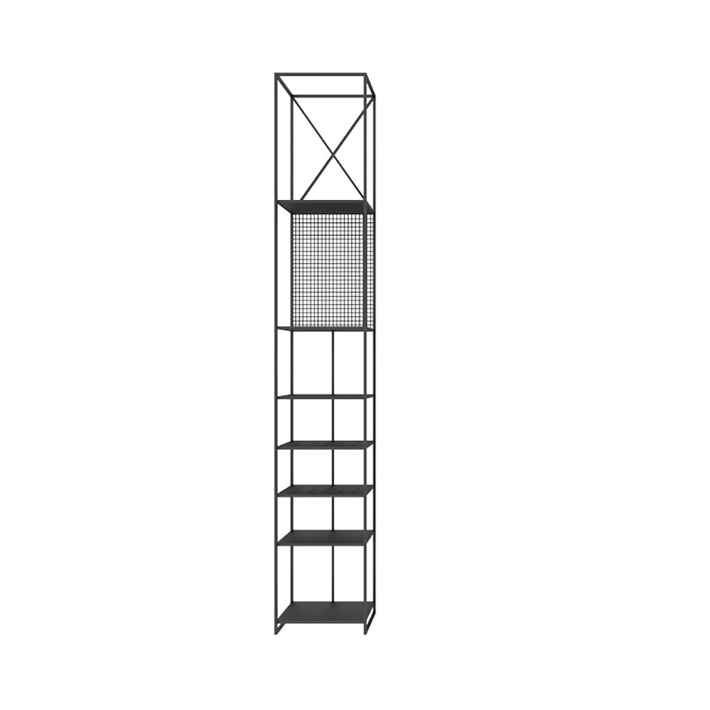 70" Black Rectangular Metal Freestanding Shelving Geometric Shelf with over 5 Tier window image