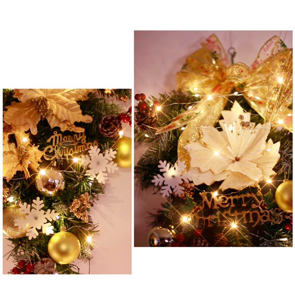 Gold LED Christmas Teardrop Swag Decoration with Warm Light Small Size window image