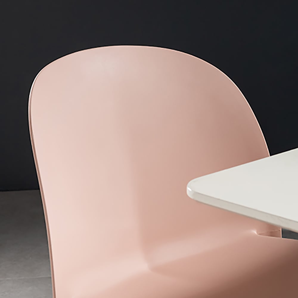Modern Pink Dining Chair PP Plastic Unique Backrest Armless Chair window image