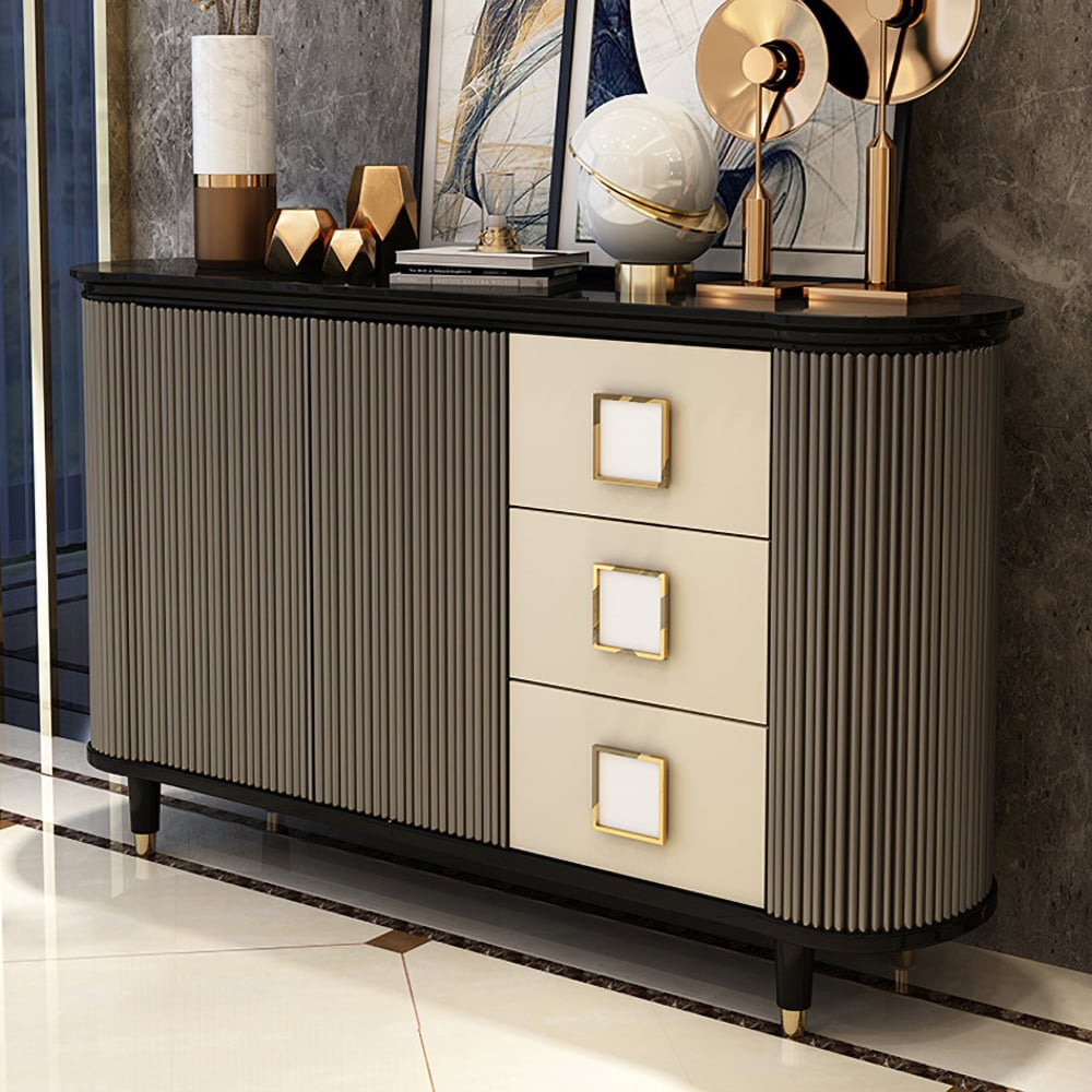 1500mm Modern Black Sideboard Buffet with Doors & Drawers & Shelf in Gold window image