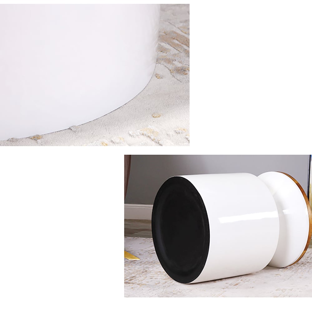 Modern White Round End Table with Wooden Top Side Table Style A window image