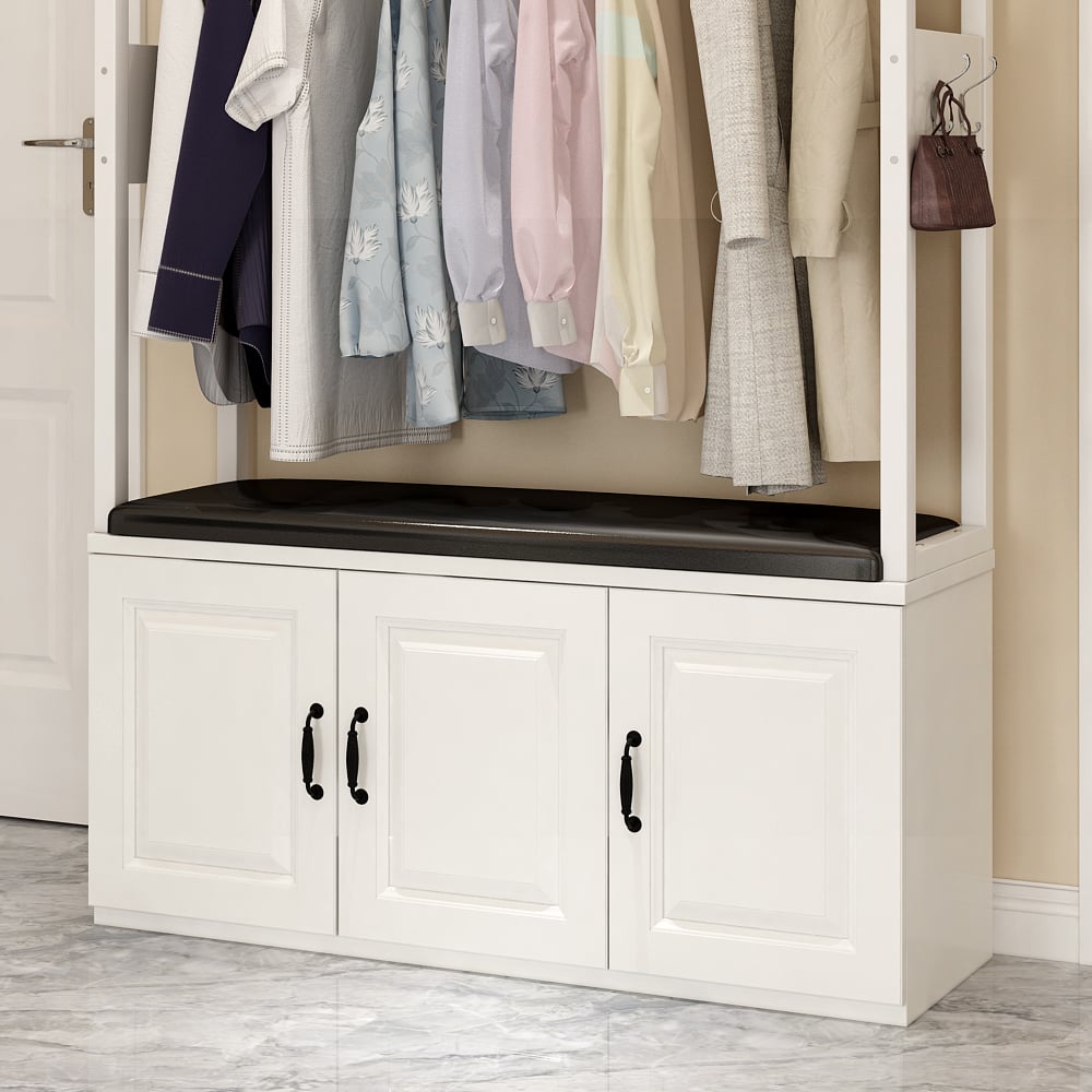 Entryway Wardrobe with Shoe Rack-Black window image