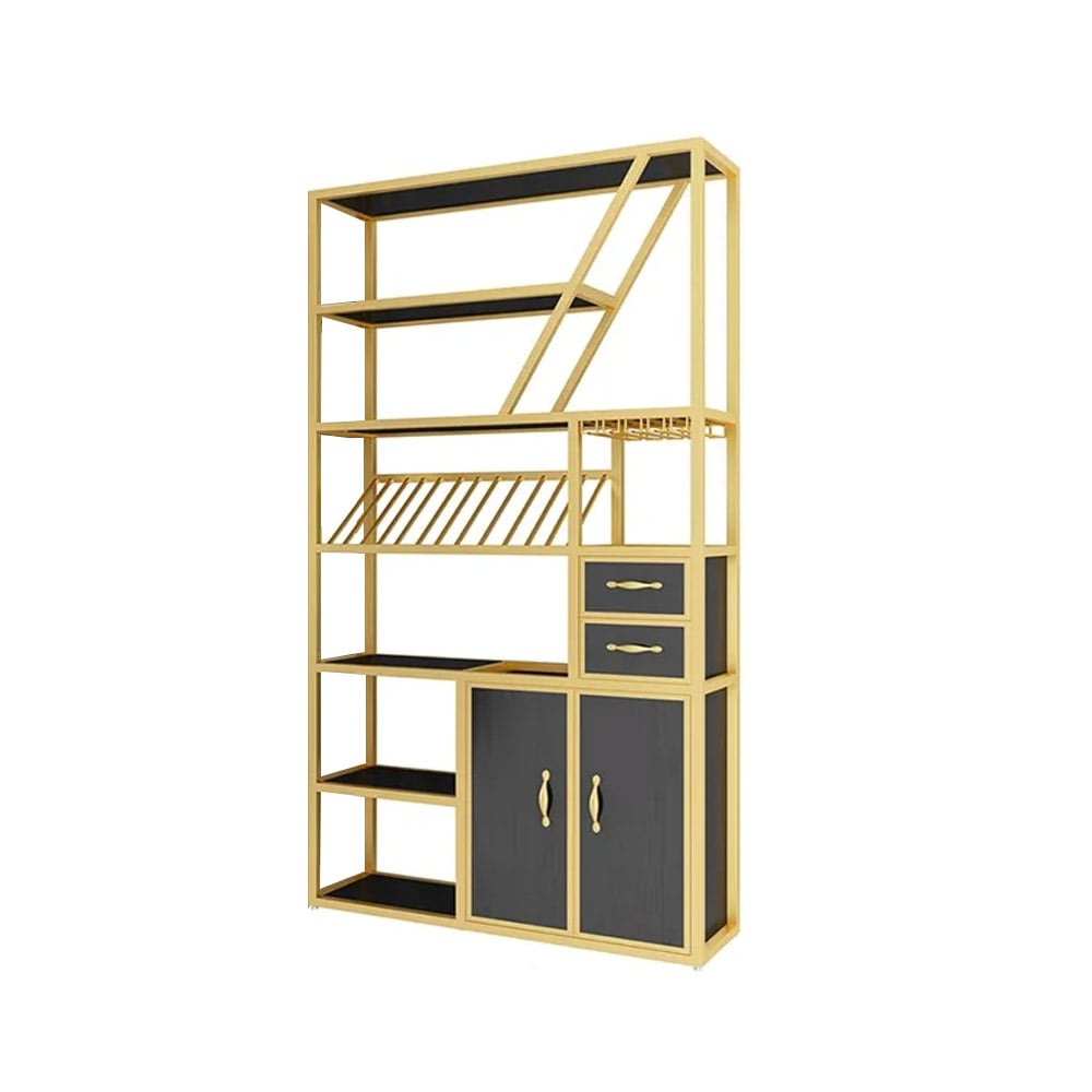 1800mm Luxury Standing Wine Rack Cabinet in Black & Gold window image