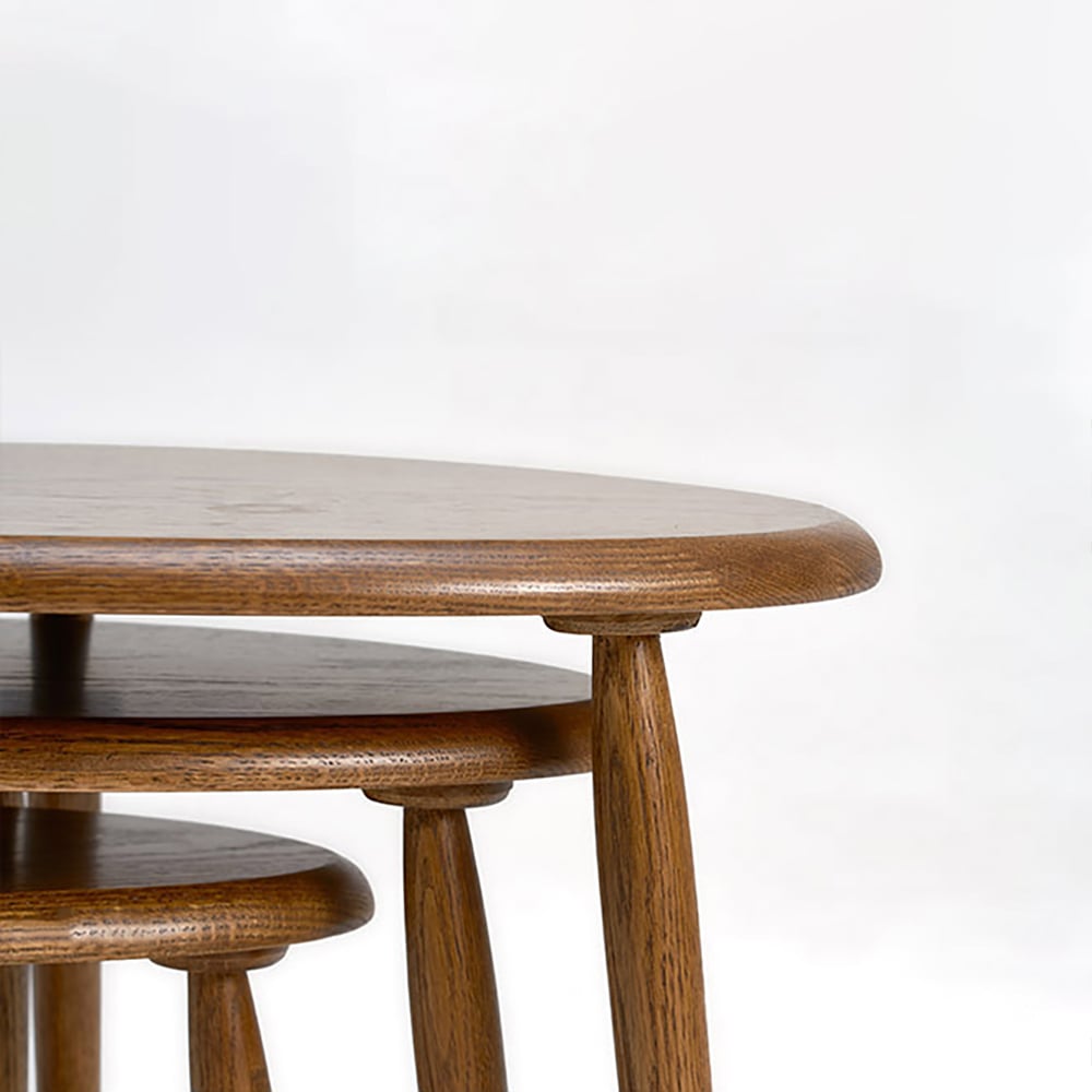 Set of 3 Walnut Coffee Table Solid Wood Accent Table window image