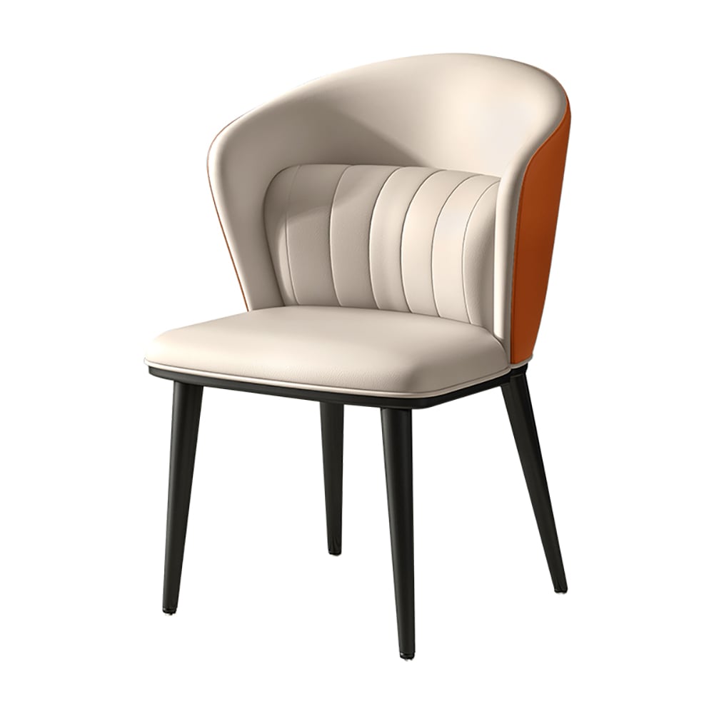 Upholstered Dining Chairs Off-White/Orange Mid-Century Round Back PU Leather window image