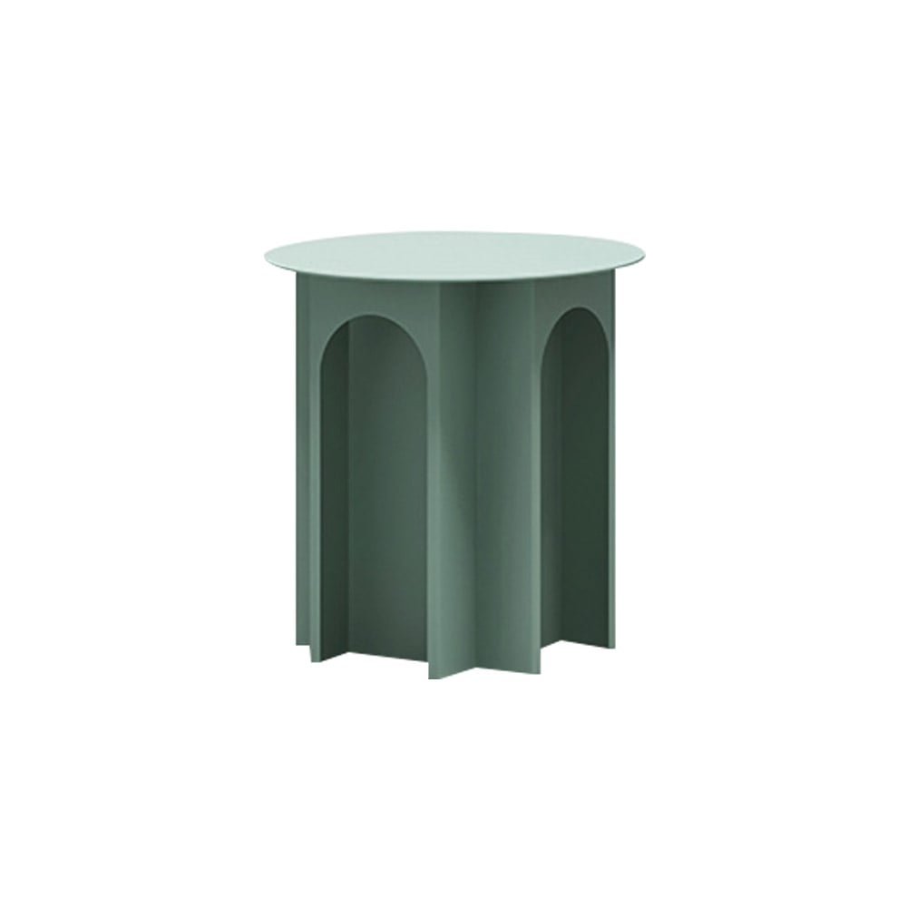 Green Nordic Sculpted Arch End Table with Round Top Bed Side Table in Small window image
