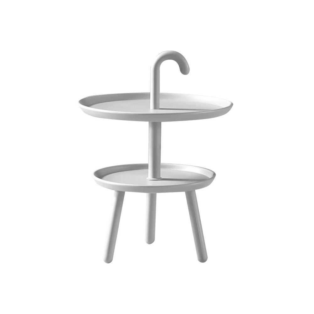 White Round Side Table PP Plastic with 2-Shelf End Table window image
