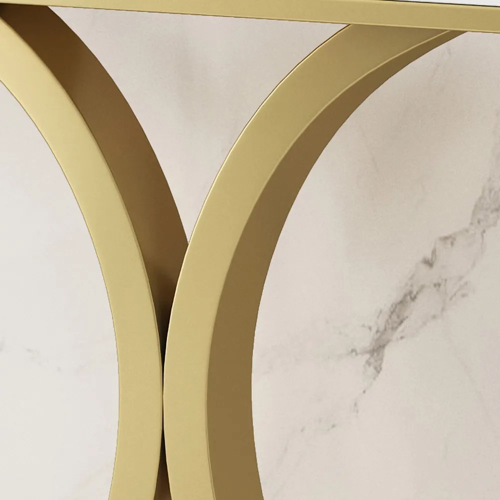 31.5" Narrow Console Table with Marble Top in White window image