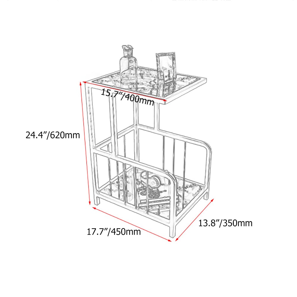Modern Marble End Table with Storage in White Narrow Side Table window image