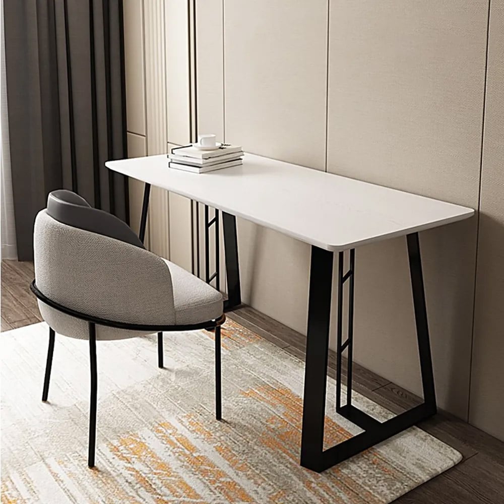 47.2" Black Rectangular Home Office Desk with Metal Frame window image