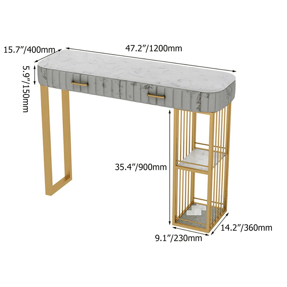 Modern Bar Table with Storage and 2 Shelves in Grey window image