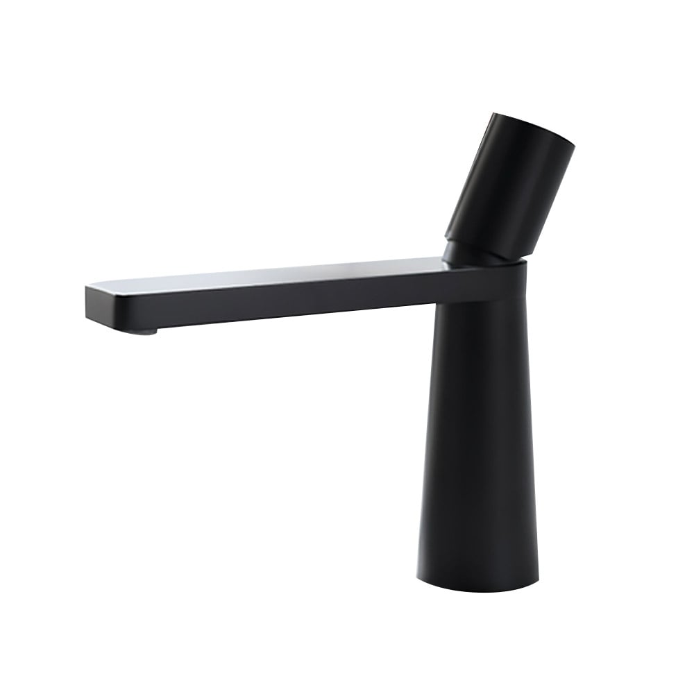 Modern Black Single Hole Bathroom Sink Faucet Single Knob Solid Brass window image