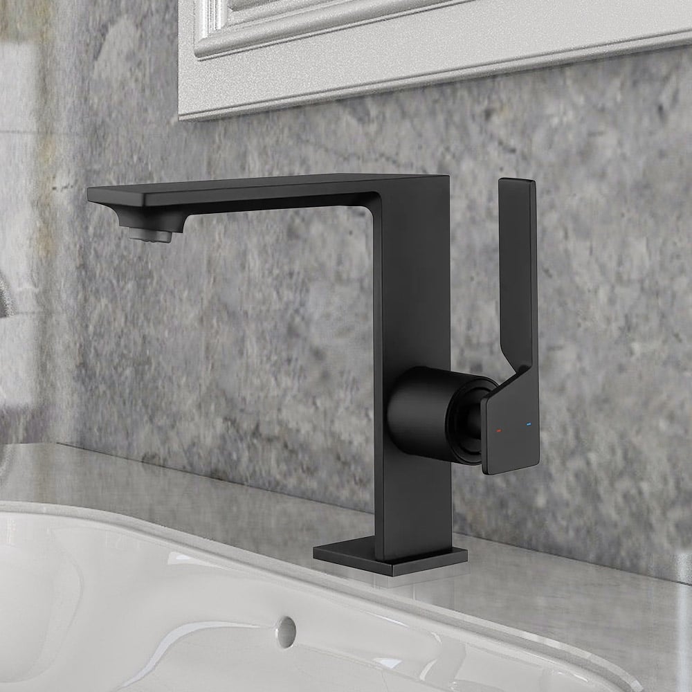 Brass Bathroom Basin Tap Single Handle Monobloc in Matte Black window image