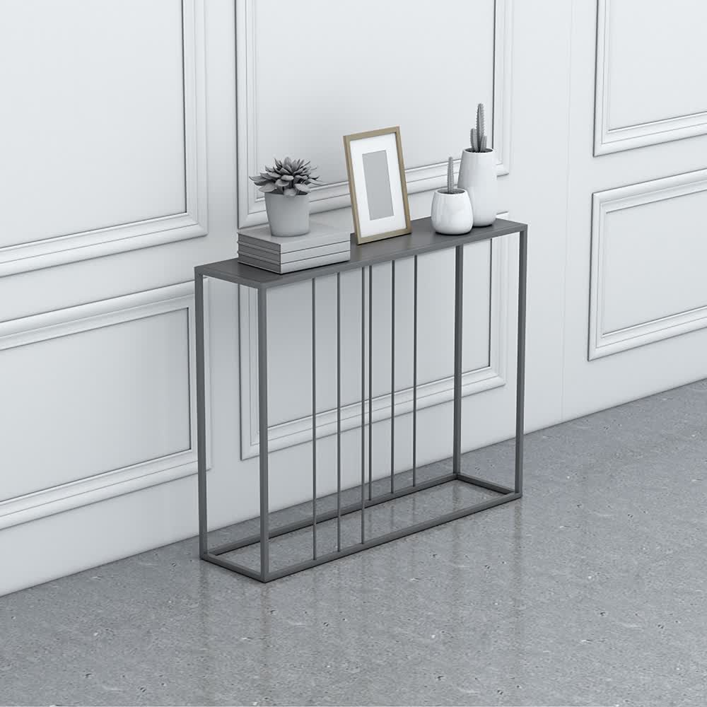 Narrow Console Table Small Entryway Table Industrial Minimalist Style Metal window image