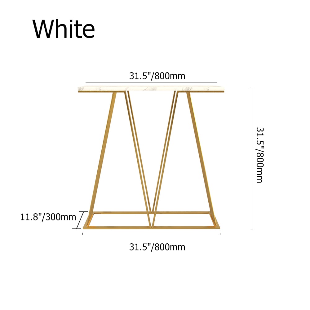 Modern White Narrow Console Table with Marble Top window image