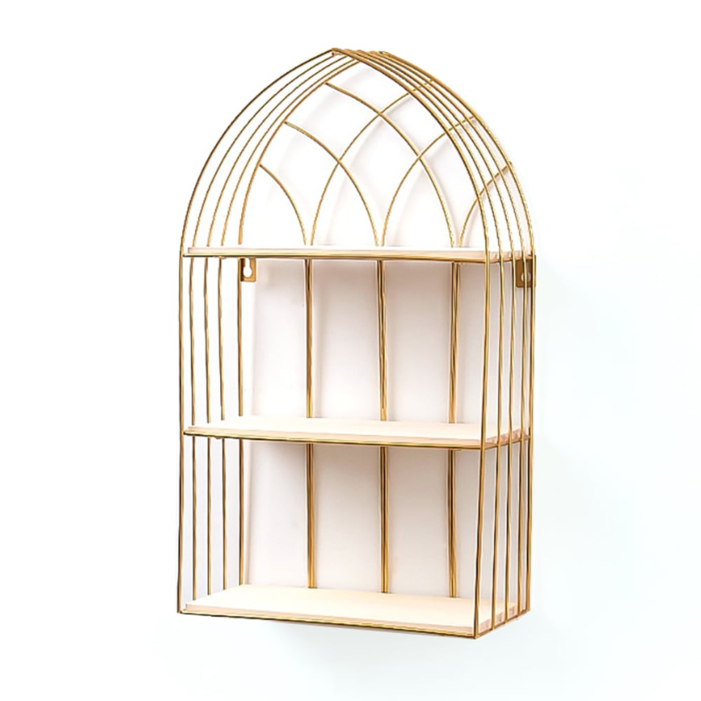 Modern Gold 3-Tier Bathroom Storage Rack Floating Shelf window image