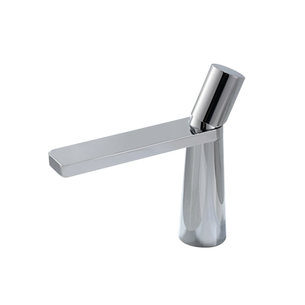Modern Chrome Single Hole Bathroom Sink Faucet Single Knob Solid Brass window image