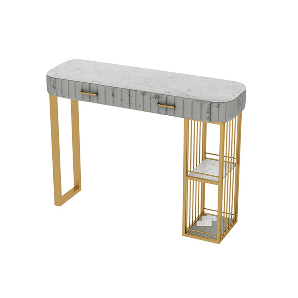 Modern Bar Table with Storage and 2 Shelves in Grey window image