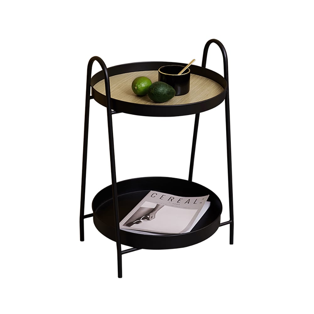 Contemporary 2-Tier Tray-Style Freestanding Shelving in Black window image