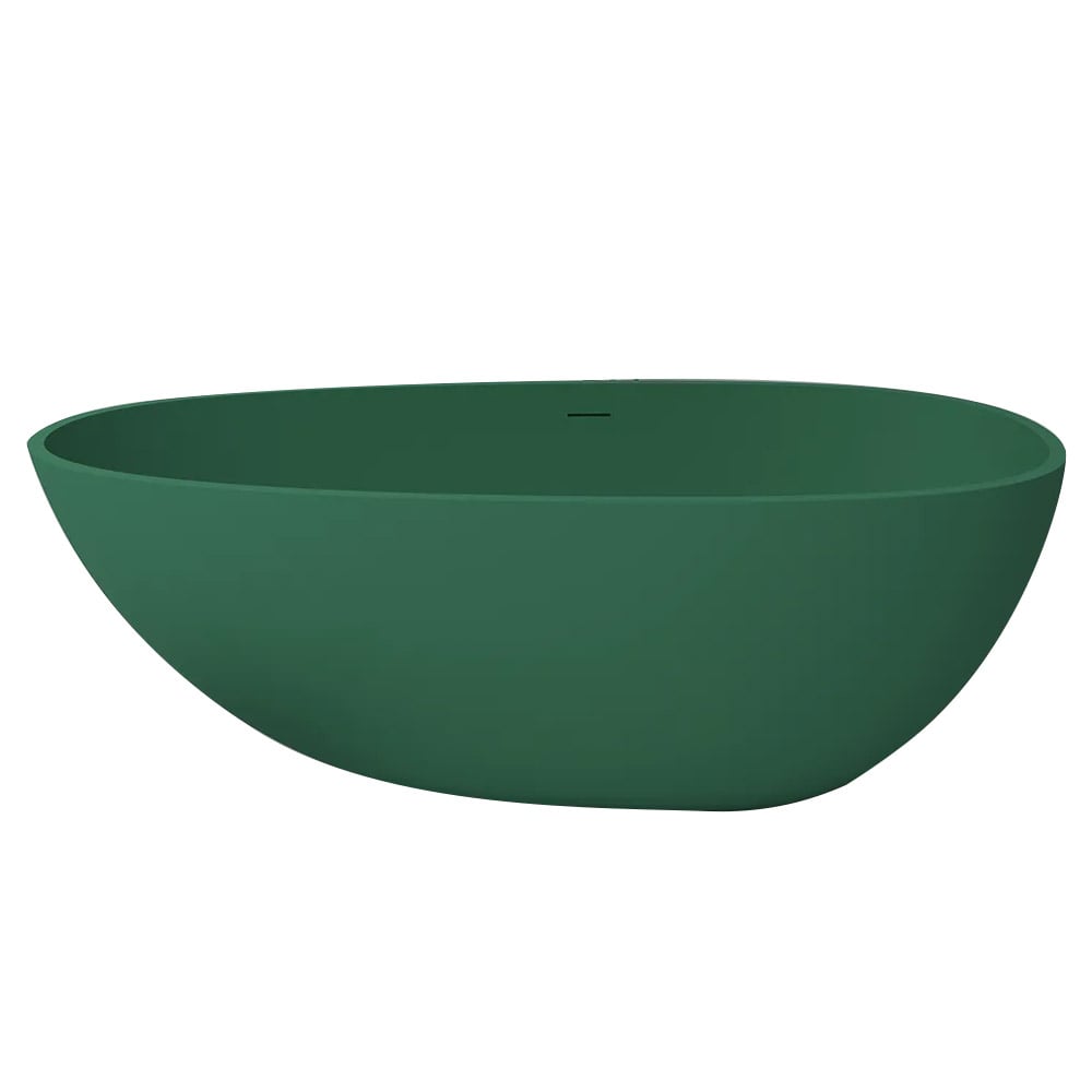 Oval Freestanding Soaking Bathtub Stone with Center Drain & Overflow in Green window image