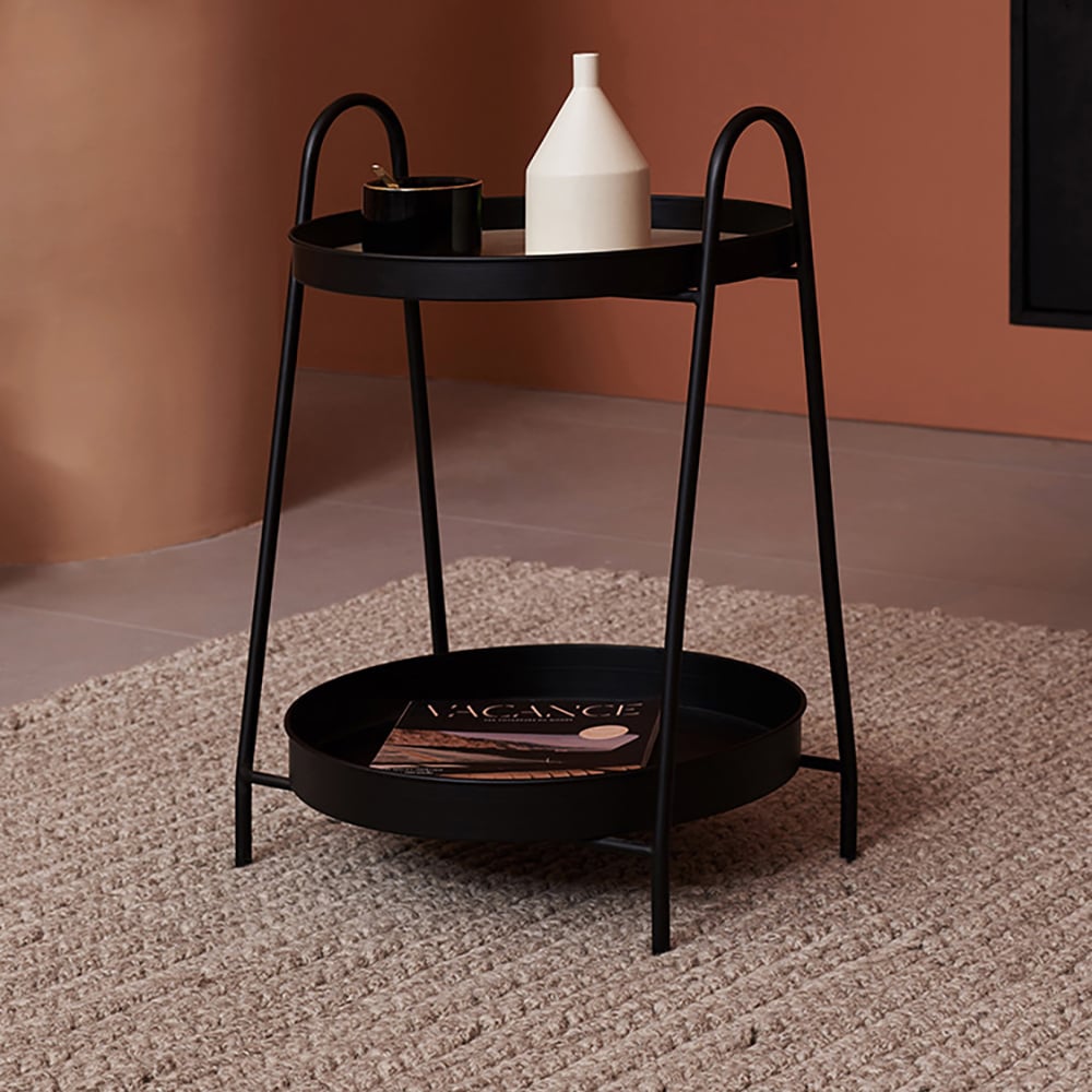 Contemporary 2-Tier Tray-Style Freestanding Shelving in Black window image